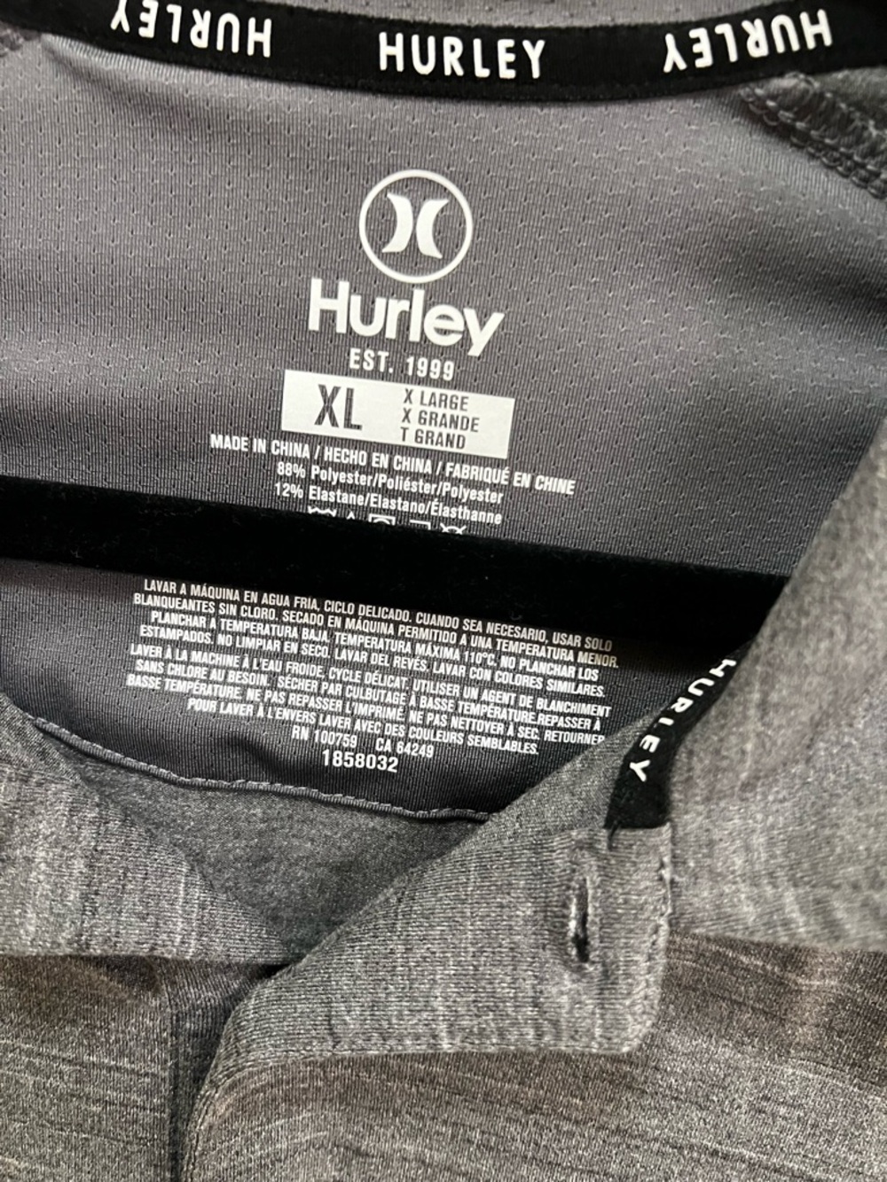 Hurley Men's Charcoal Heather Polo - Picture 2 of 5